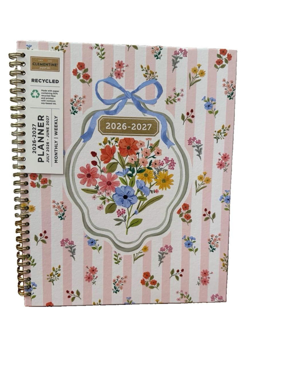 Clementine Paper inc. 12 month Large Size Planner 11x9”Pink Floral 2026-2027